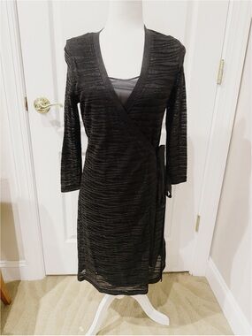 NWOT Missoni Black Wrap Dress with Sheer Texture